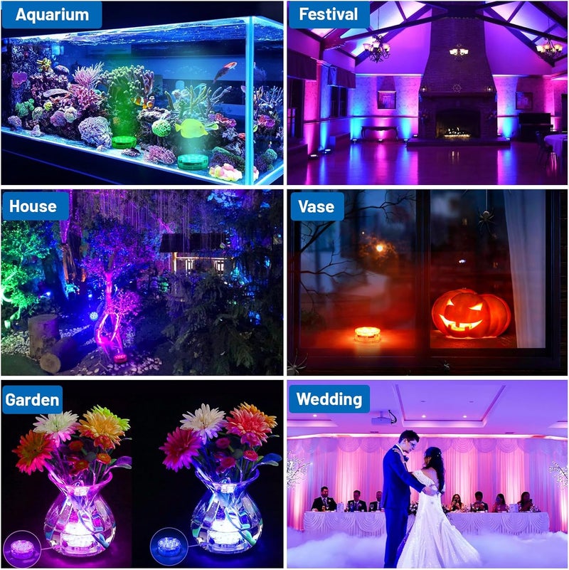 YiaMia Hot Tub Lights - 2-Pack RGB Color Battery-Powered LED Pool Lights with Remote Control and Suction Cup for Ponds, Decoration, Parties, Spas, Aquariums - Image 4